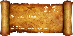 Murvai Timur névjegykártya